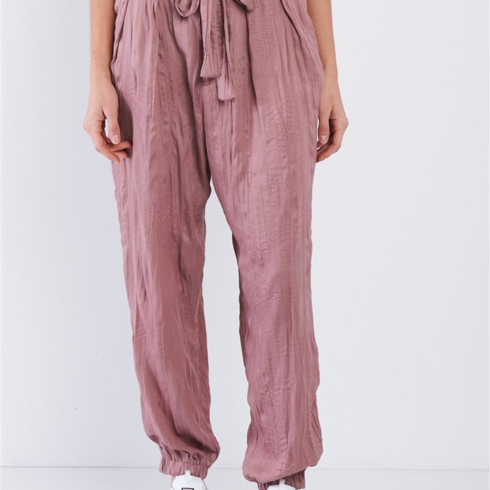 MUSTARD SEED Wood Rose Pink Tie Waist Sash Pants - Picture 4 of 8